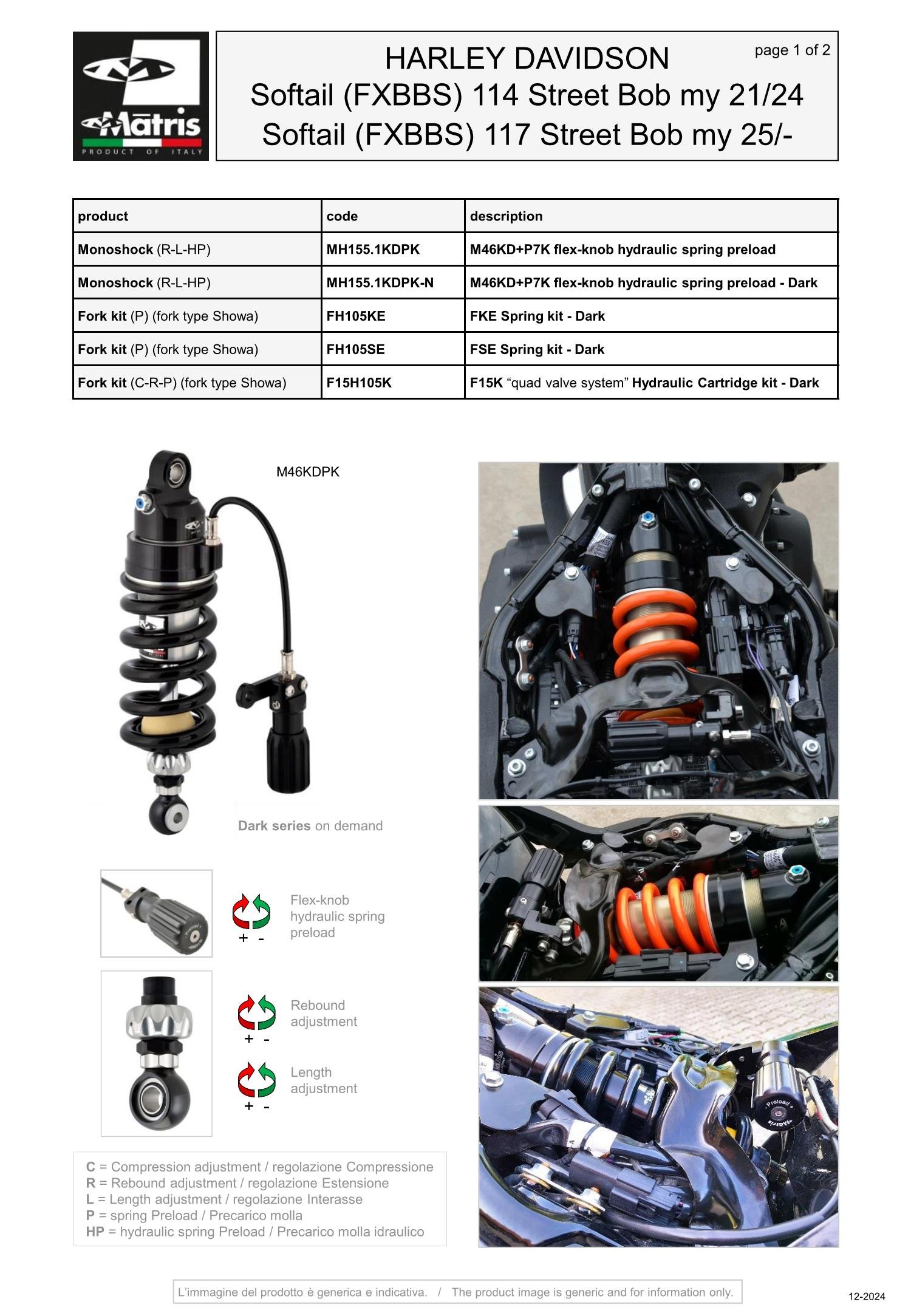 Softail (FXBBS) Street Bob 114 (21-24) & 117 (25-)