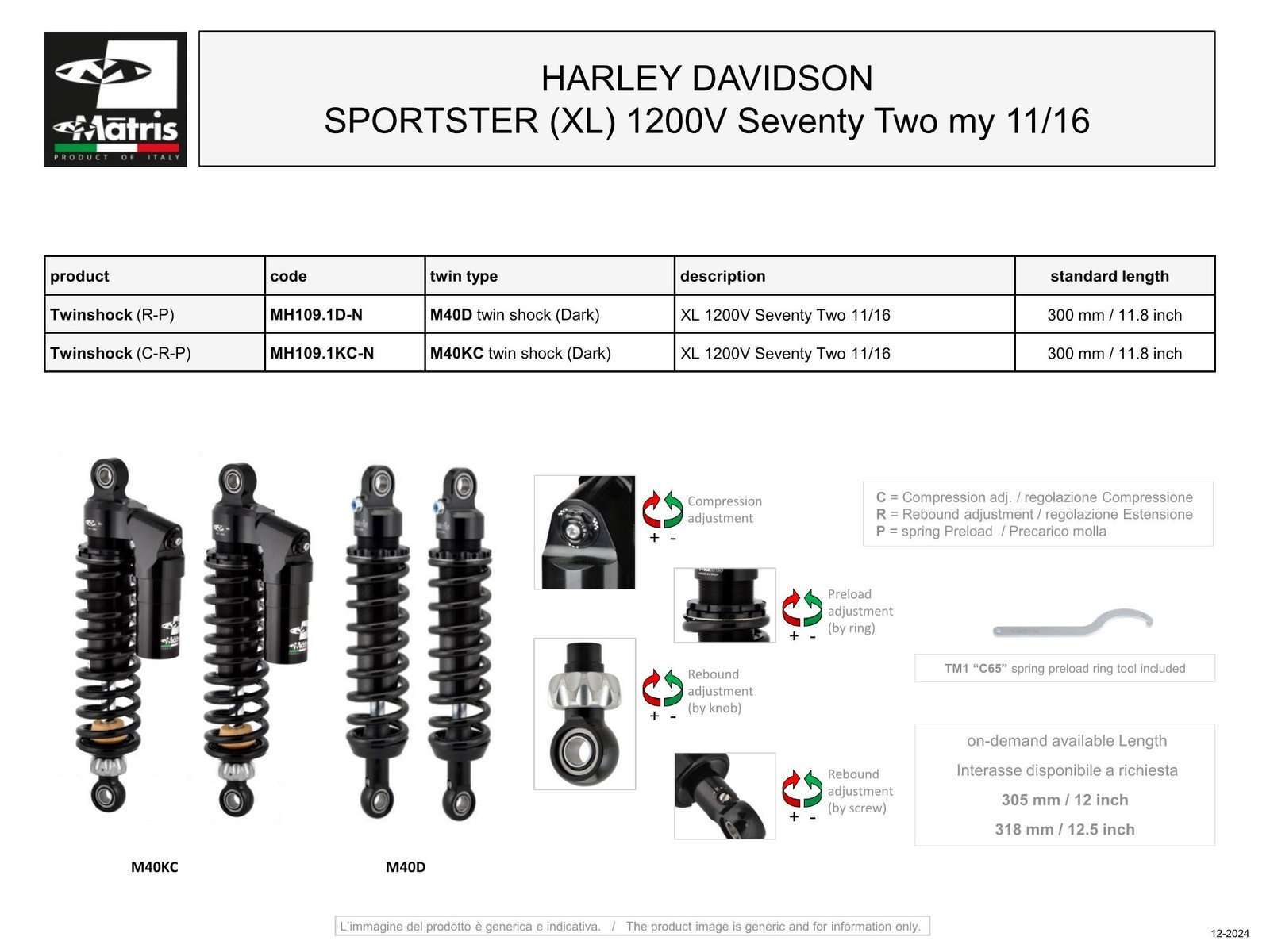 Sportster (XL) 1200V Seventy Two 11-16