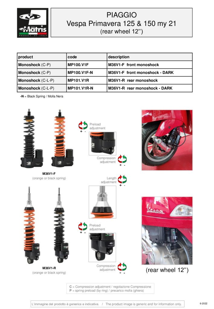 Vespa Primavera 125 & 150 (rear 12'' wheel) 21