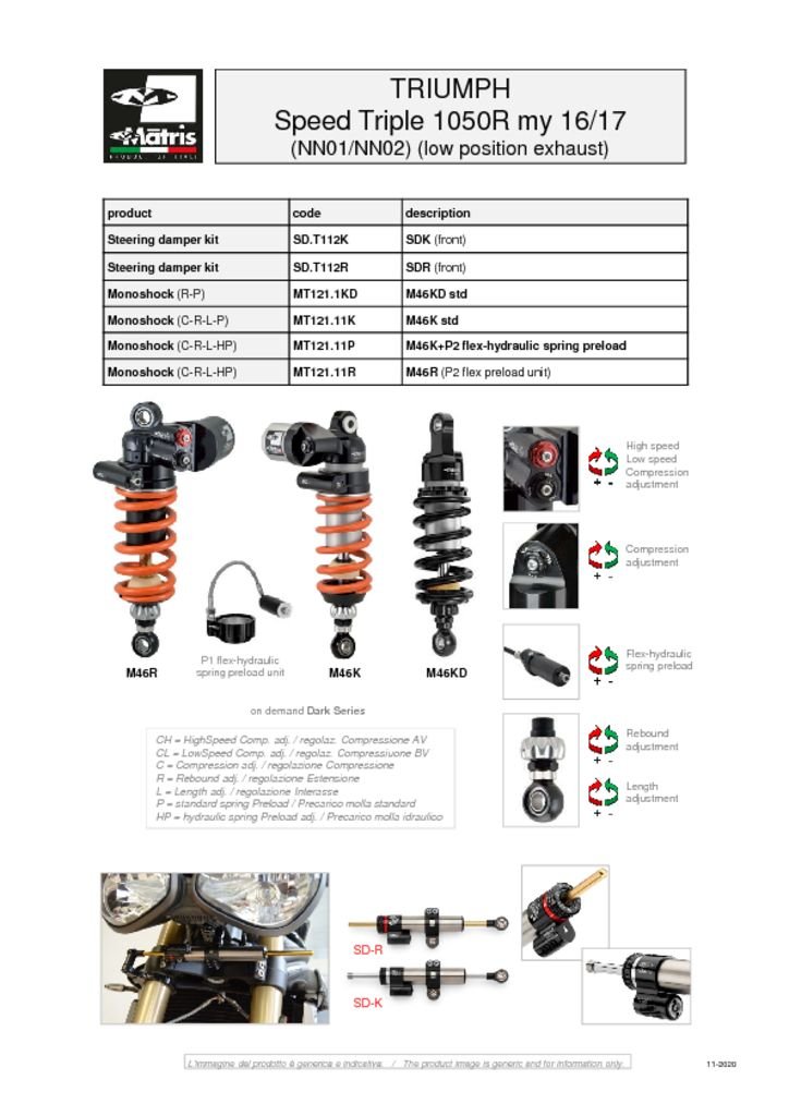 Speed Triple 1050R 16-17 (low exhaust)